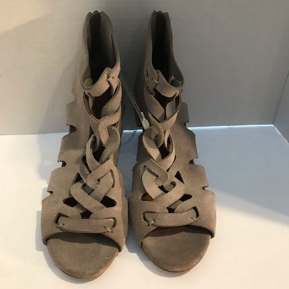 Zodiac Sandals Women's Size 8 Grey Suede Cut-Outs Back-Zip Block Heel NWOT - Picture 9 of 13